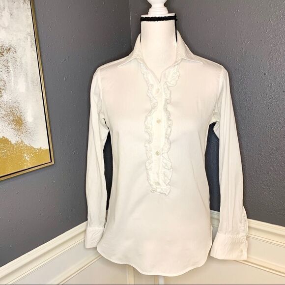 Nili Lotan collared ruffled button down tunic - Picture 1 of 7